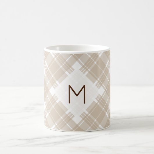 Klasse Tan Kariert Monogramm Kaffeetasse (Mittel)