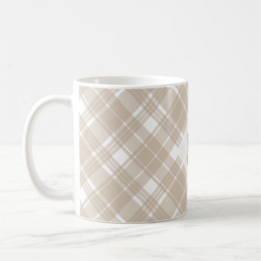 Klasse Tan Kariert Monogramm Kaffeetasse (Links)