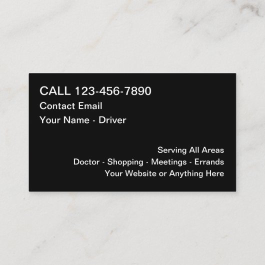 Klasse Taxi oder Uber-Fahrer Visitenkarte (Rückseite)