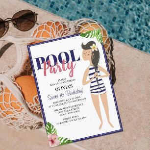 Klasse Teenager-Poolparty Geburtstag Einladung
