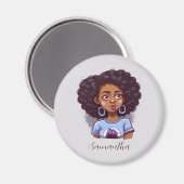 Klasse und Elegant Afro Frau Magnet (Vorderseite/Rückseite)