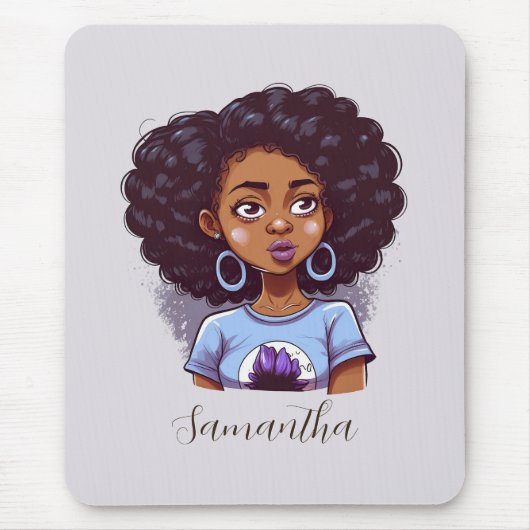 Klasse und Elegant Afro Frau Mousepad (Vorne)
