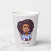 Klasse und Elegant Afro Frau Pappbecher (Rückseite)