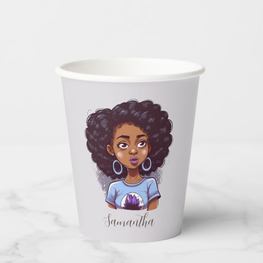 Klasse und Elegant Afro Frau Pappbecher (Vorderseite)