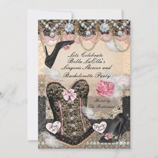 Klasse und Eleganter Junggeselinnen-Abschied Einladung (Vorderseite)