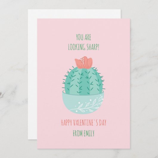 Klasse Valentine Succulent Cactus Card Einladung (Vorne/Hinten)