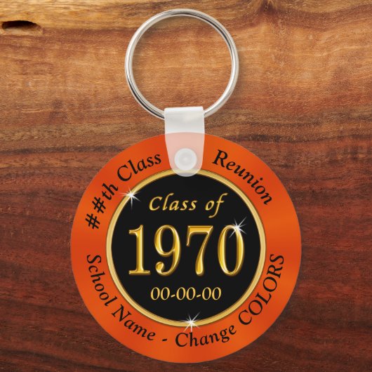 Klasse von 1970 Geschenke Schwarz und Orange oder  Schlüsselanhänger (Rückseite)