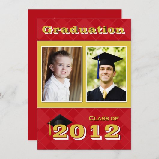 Klasse von 2012 rot und von GoldRauten-Abschluss Einladung (Vorne/Hinten)