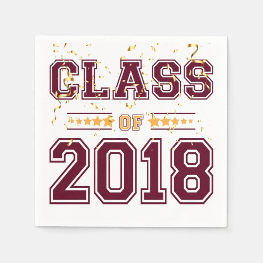Klasse von 2018 Grad Party Burgund und Gelb 2 Serviette (Vorderseite)