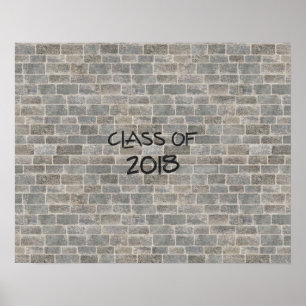 Klasse von 2018 Grauziegel "Auf meiner Mauer schre Poster