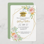 Klasse von 2018 mit Blumen erröten Einladung (Vorne/Hinten)