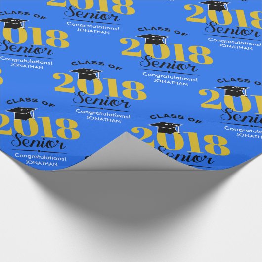 Klasse von 2018% pipe% blau u. Gold Geschenkpapier (Ecke)