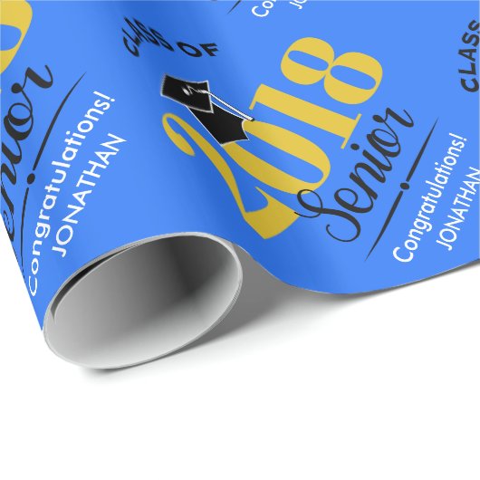 Klasse von 2018% pipe% blau u. Gold Geschenkpapier (Rolleneckpunkt)