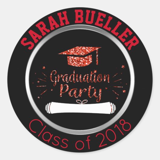 Klasse von 2018 rotem runder aufkleber (Vorderseite)