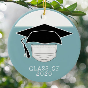 Klasse von 2020 Abschluss-Hut mit Gesichtsmaske Keramik Ornament
