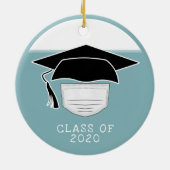 Klasse von 2020 Abschluss-Hut mit Gesichtsmaske Keramik Ornament (Hinten)