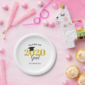 Klasse von 2020 Grad Einfaches Gold und Schwarz Pappteller (Party)