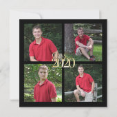 Klasse von 2021 Gold Grad Rot und Schwarz mit Foto Einladung (Rückseite)