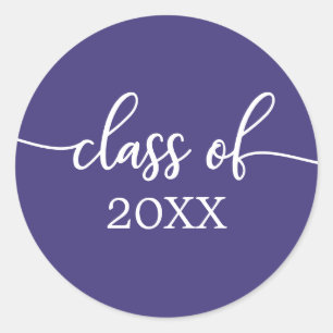 Klasse von 2021 Simple Chic Kalligrafie Klassisch Runder Aufkleber