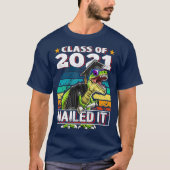 Klasse von 2021 T Rex Dinosaur Graduation Cap Gown T-Shirt (Vorderseite)