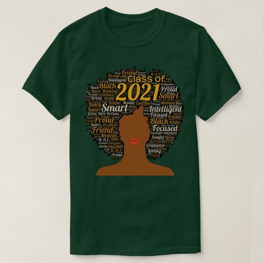 Klasse von 2021 Wörtern in Afro Art T-Shirt (Design vorne)