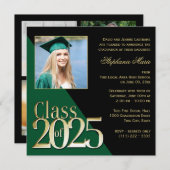 Klasse von 2023 Grad Green mit Foto Einladung (Vorne/Hinten)