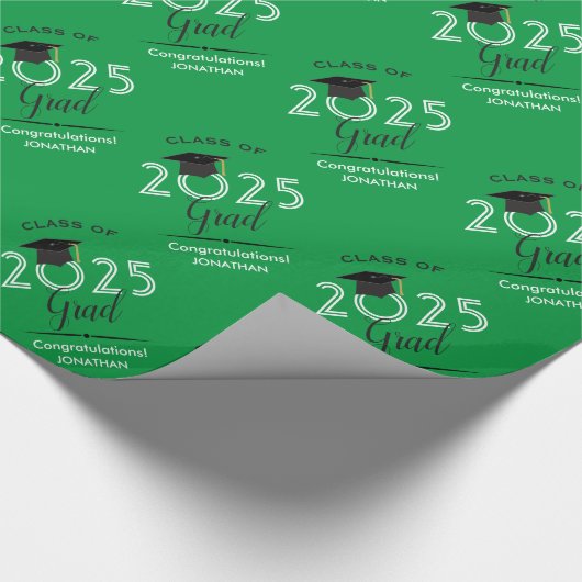 Klasse von 2023 Herzlichen Glückwunsch Grad Green Geschenkpapier (Ecke)