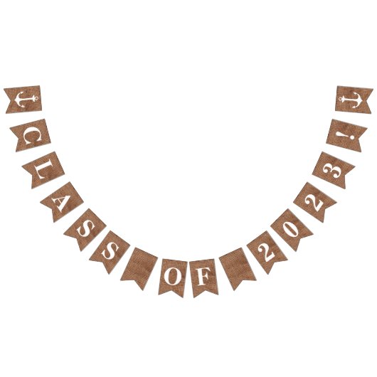 KLASSE VON 2023 über simuliertes Burlap mit Ankern Wimpelkette (Alle)