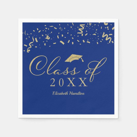 Klasse von 2024 Gold Script Graduation Party Blue Serviette (Vorderseite)