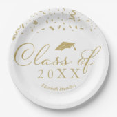 Klasse von 2024 Gold Script Graduation Party White Pappteller (Vorderseite)