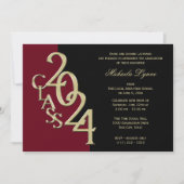 Klasse von 2024 Grad Gold mit Farboption Einladung (Vorderseite)