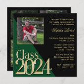 Klasse von 2024 Grad Green mit Foto Einladung (Vorne/Hinten)