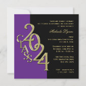 Klasse von 2024 Grad Lila und Gold Einladung (Vorderseite)