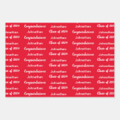 Klasse von 2024 Hellroter Glückwunsch Grad Name Geschenkpapier Set (Vorderseite)