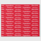 Klasse von 2024 Red White Gratulationen Grad Name Geschenkpapier (Flach)