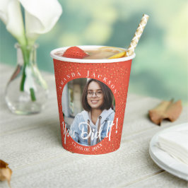 Klasse von 2024 Sie getan Orange Foto Abschluss Pappbecher