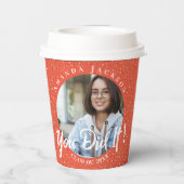 Klasse von 2024 Sie getan Orange Foto Abschluss Pappbecher (Rückseite)