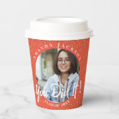 Klasse von 2024 Sie getan Orange Foto Abschluss Pappbecher (Vorderseite)