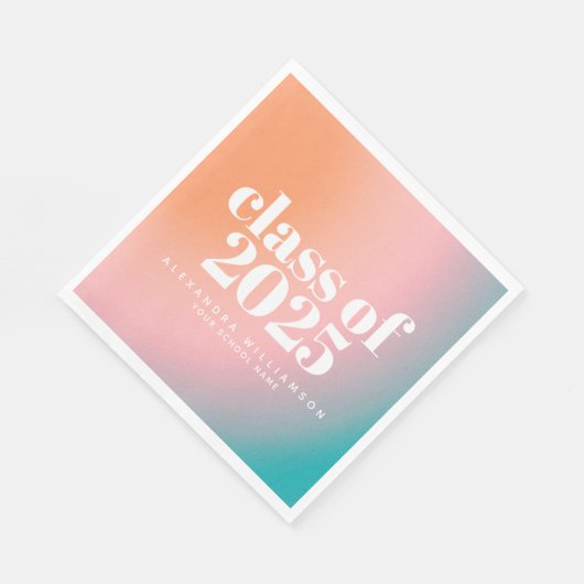 Klasse von 2024 Trendy farbenfrohe Farbverlauf Cus Serviette (Ecke)