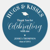 Klasse von 2024 Vielen Dank, Hugs & Kisses Abschlu Runder Aufkleber (Vorderseite)