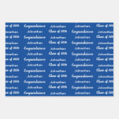 Klasse von 2025 Blue White Gratulationen Grad Name Geschenkpapier Set (Vorderseite)