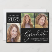 Klasse von 2025 Foto Script Black Abschluss Ankündigung (Vorderseite)