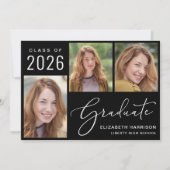 Klasse von 2025 Foto Script Black Abschluss Ankündigung (Vorderseite)