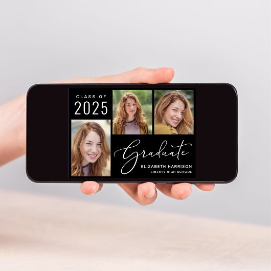 Klasse von 2025 Foto Script Black Abschluss Ankündigung