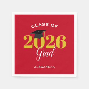 Klasse von 2025 Grad Einfaches Rot und Gold Serviette