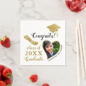 Klasse von 2025 Grad Foto White and Gold Abschluss Serviette (Beispiel)