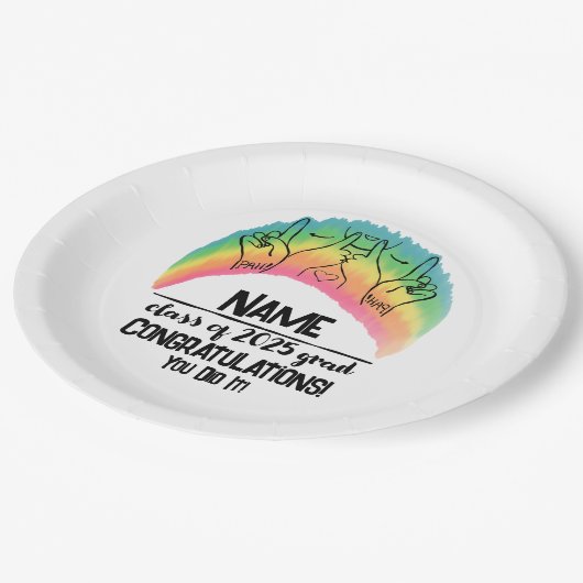 Klasse von 2025 Grad - PAH! Pappteller (Schrägansicht)