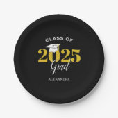 Klasse von 2025 Grad Simple Black and Gold Pappteller (Vorderseite)