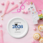 Klasse von 2025 Grad Simple Blue und Black Pappteller (Party)