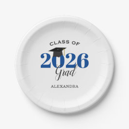 Klasse von 2025 Grad Simple Blue und Black Pappteller